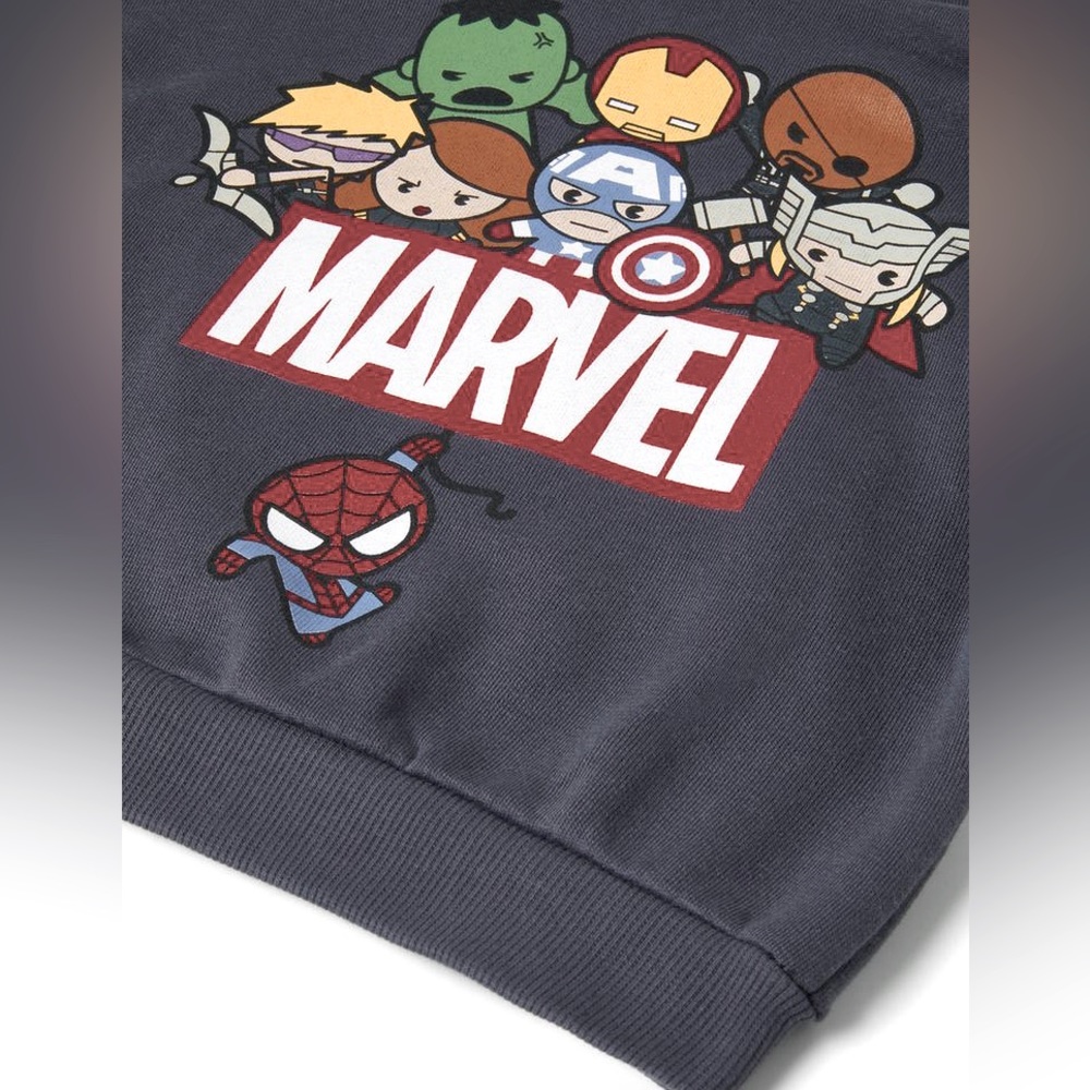Zara MARVEL Charcoal Grey Toddler 3-4T Hoodie Sweatshirt Spider-Man Aven…